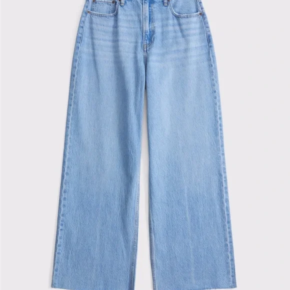 Abercrombie & Fitch Blue Curve Love High Rise Wide Leg Jeans - Picture 4 of 7